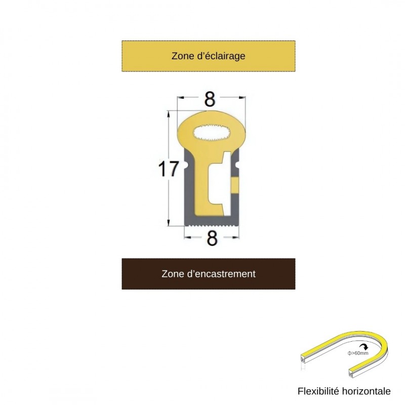 Tube néon flex pour ruban LED – Latéral – L817