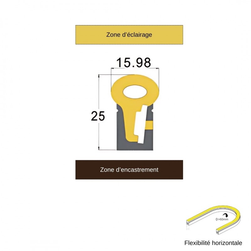 Tube néon flex pour ruban LED – Latéral – L1225