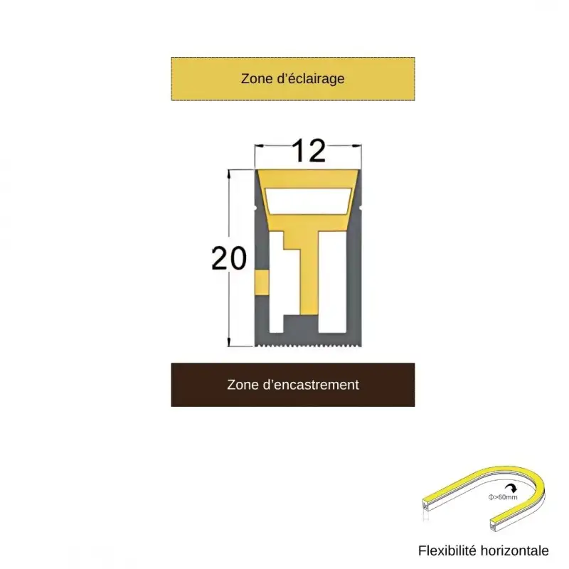 Tube néon flex pour ruban LED – Latéral – L1220