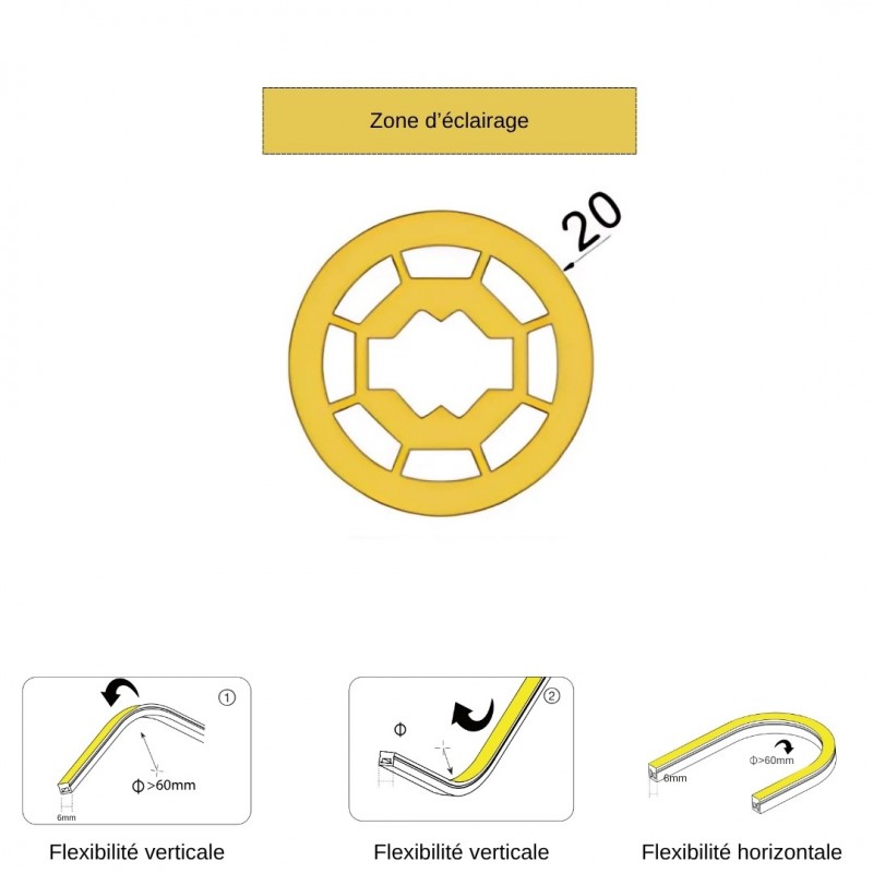 Tube néon flexible à 360° de 20mm 