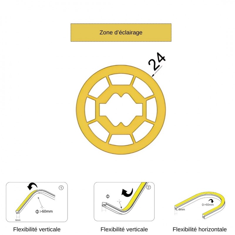 Tube néon flex pour ruban LED rond – 360° – R24