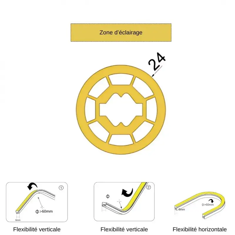 Tube néon flex pour ruban LED rond – 360° – R24
