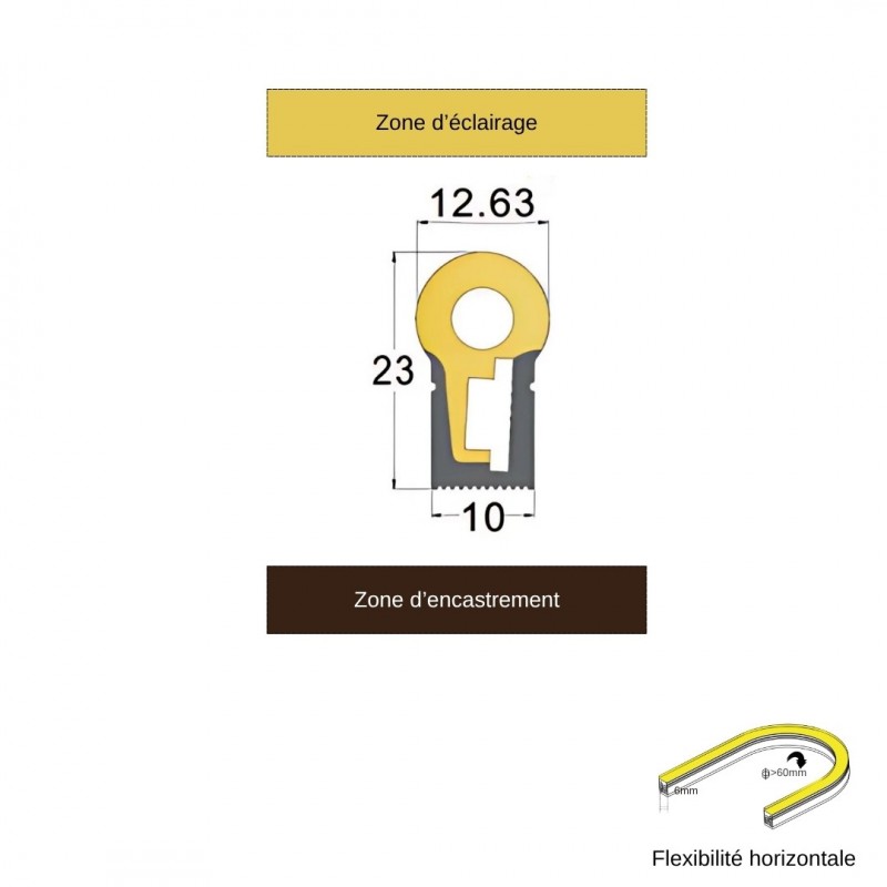 Tube néon flex pour ruban LED – Latéral Rond - 1023
