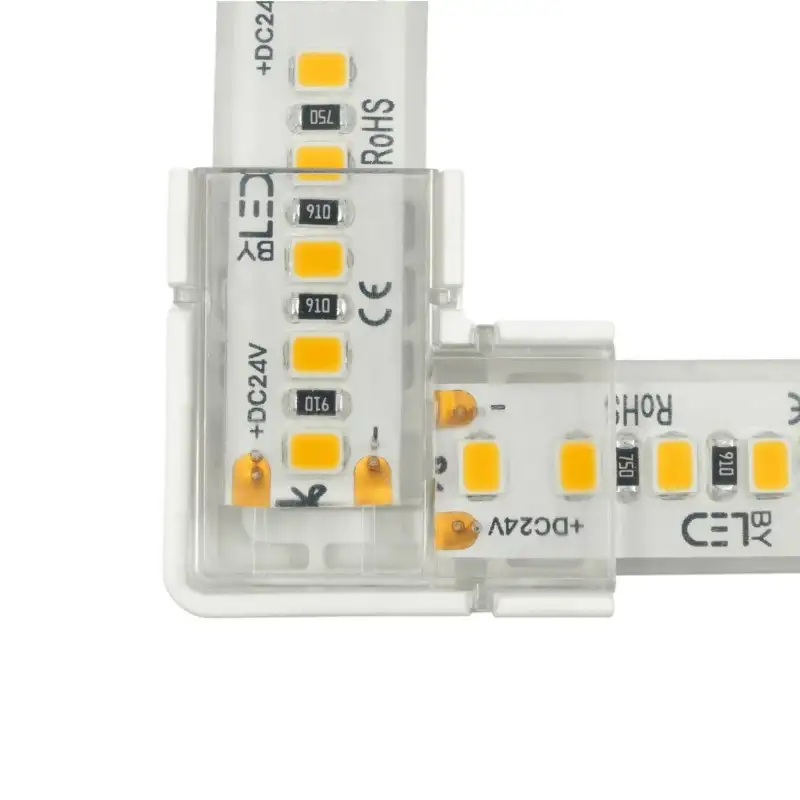 Jonction étanche en L pour ruban LED mono IP68 jusqu'à 13mm sans soudure "Hippo"