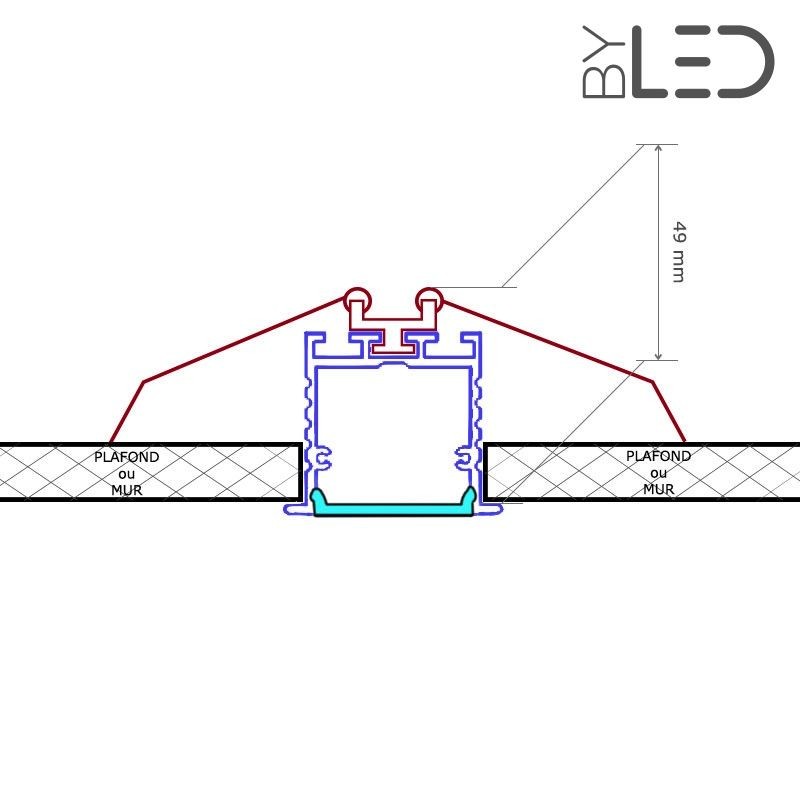 Profilé aluminium encastrable large pour 2 ruban LED - CRAFT - E06
