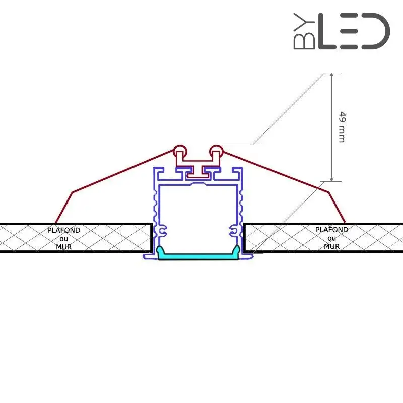 Profilé aluminium encastrable large pour 2 ruban LED - CRAFT - E06