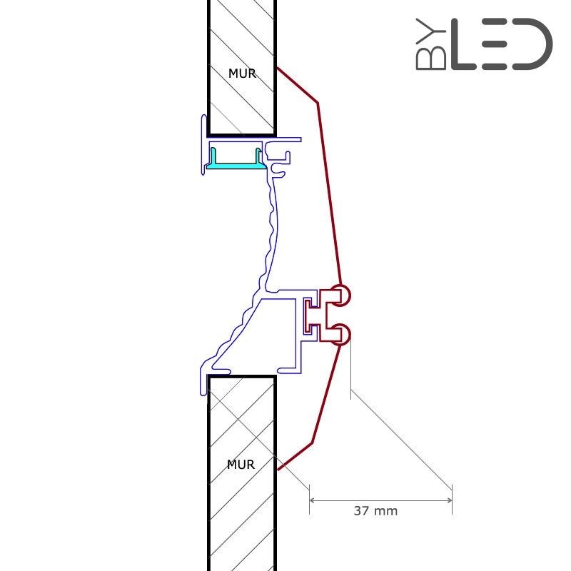 Profilé aluminium encastré mural pour ruban LED - CRAFT - M02