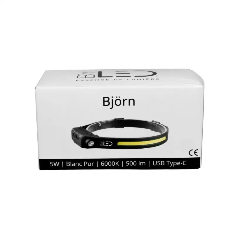 Lampe frontale LED sans contact rechargeable par USB type-C - Blanc Pur