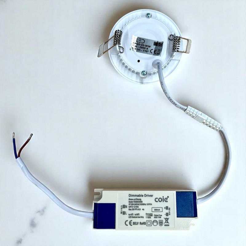 Dalle LED ronde 3 W encastrable - extra plate - SUNNY-3