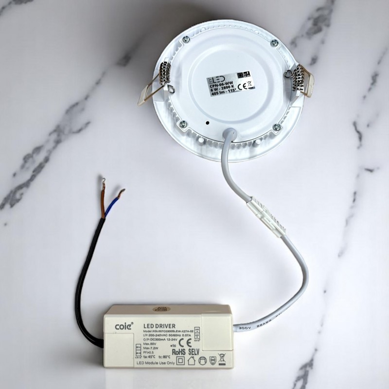 Dalle LED ronde 6 W encastrable - extra plate - SUNNY-6