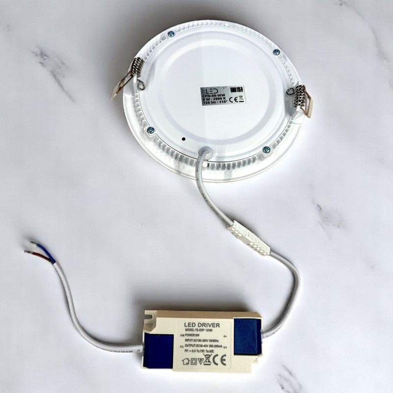 Dalle LED ronde 9 W encastrable - extra plate - SUNNY-9