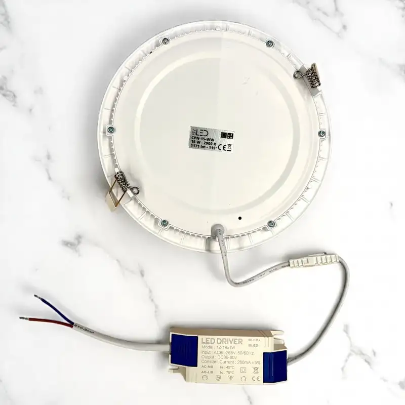 Dalle LED ronde 15 W encastrable - extra plate - SUNNY-15