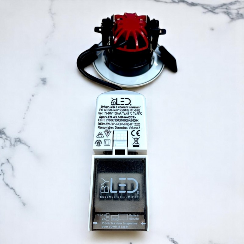 Spot 4CCT BEPOS RT2020 ELITE 8W 230V à bornier intégré Collerette blanche