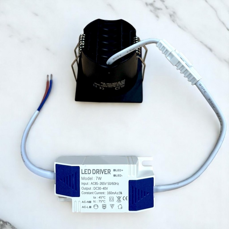 Spot LED encastré carré noir 7W, couleurs au choix - Miror