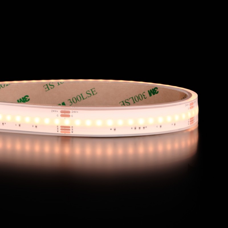 Ruban LED COB RGB + Blanc - 18W/m - IP68- 784 LED/m - 5m - 24V