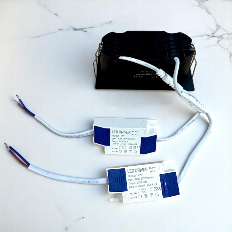 RV - Spot LED encastré double carré blanc 14W, couleurs au choix - Miror