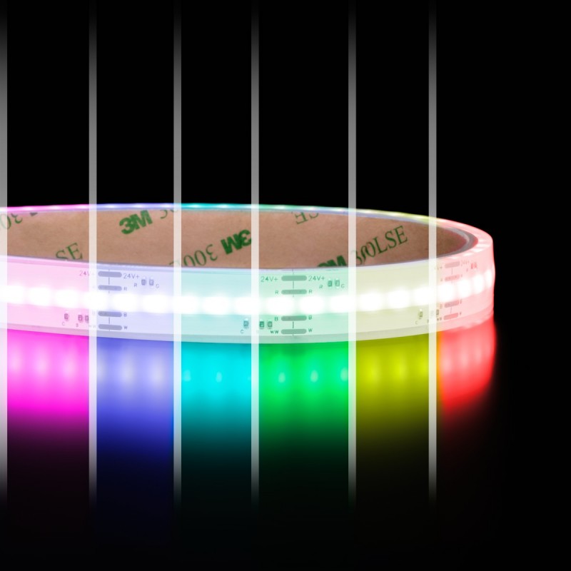 Ruban LED COB couleurs RGBCCT à la coupe, étanche IP68, 840 LED/m