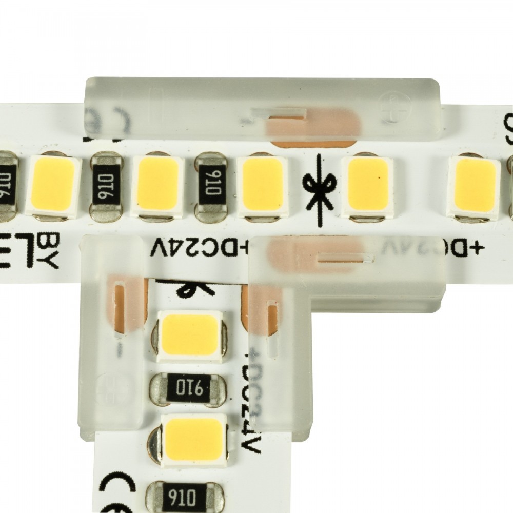 Jonction invisible en T pour ruban LED mono IP20 8mm sans soudure "Clipx"
