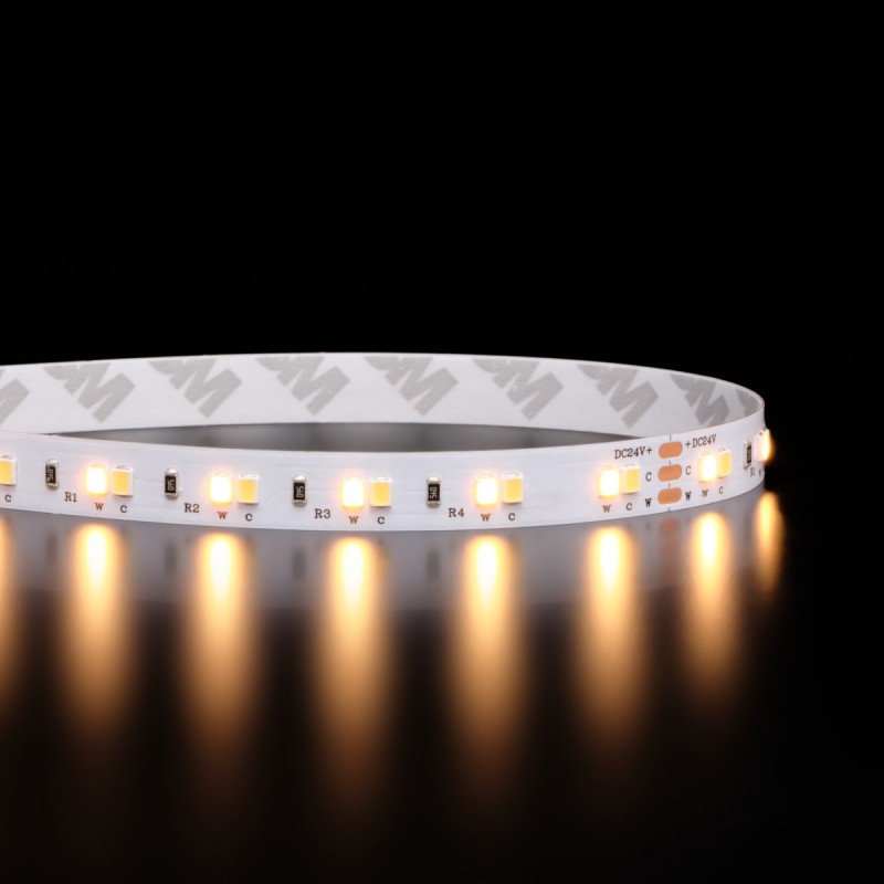 Ruban LED blanc chaud + froid (CCT) - 14,4W/m - IP65 - 120 LED/m - 2835+ - à la coupe - 24V