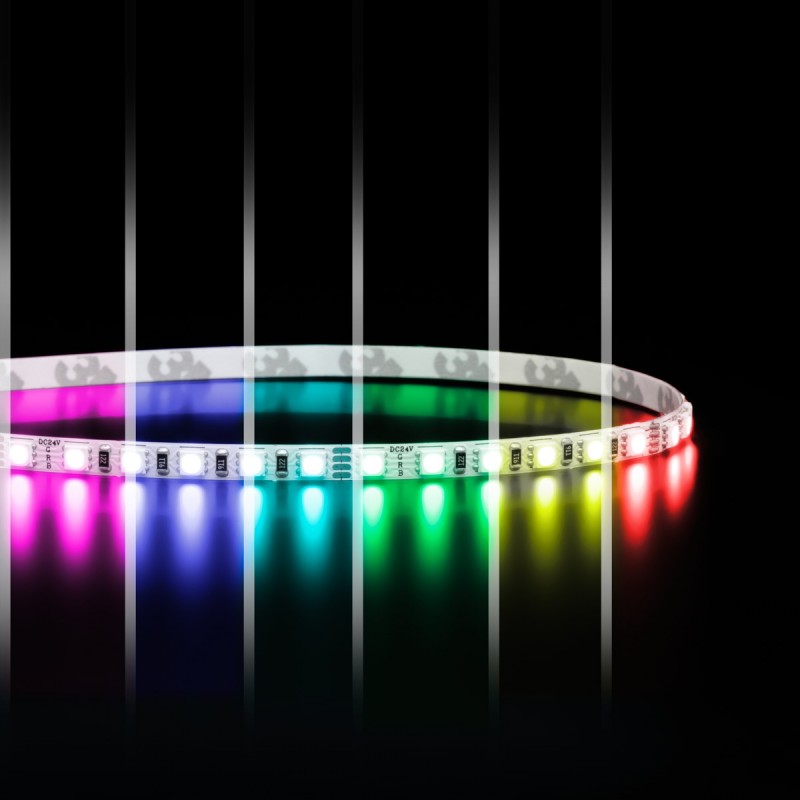 Mini ruban LED RGB multicolore 5mm de large - 9,6W/m - IP20 - 120 LED/m - 3838E - 5m - 24V