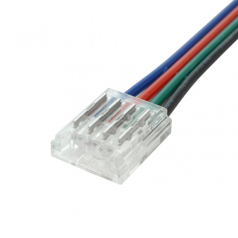 Connecteur ruban LED RGB 10mm Click + câble 15 cm + click