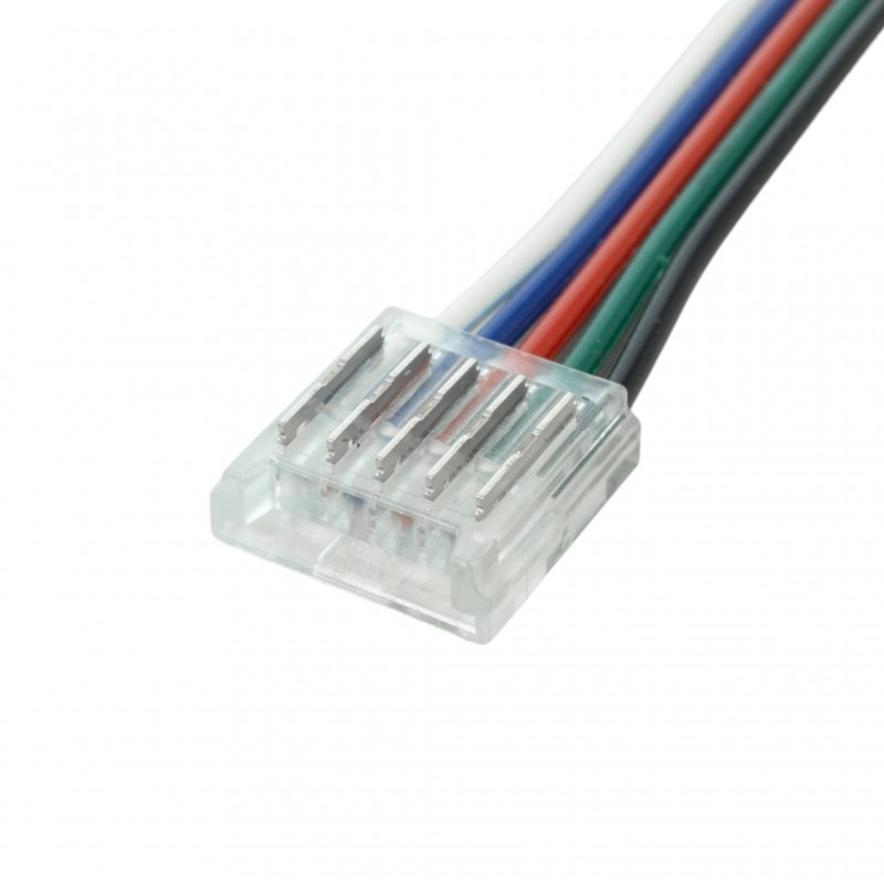 Connecteur ruban LED RGB+W 12 mm câble 15 cm + click