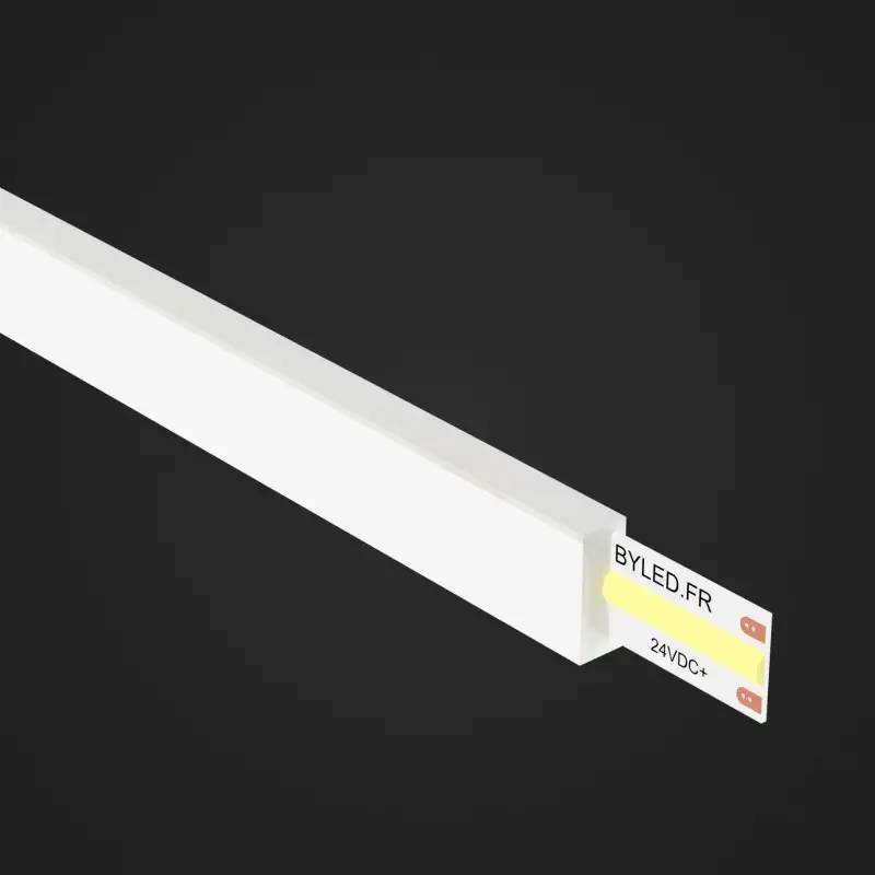 Tube néon flex avec ruban LED 238 LED/m 6W 24V latéral à la coupe