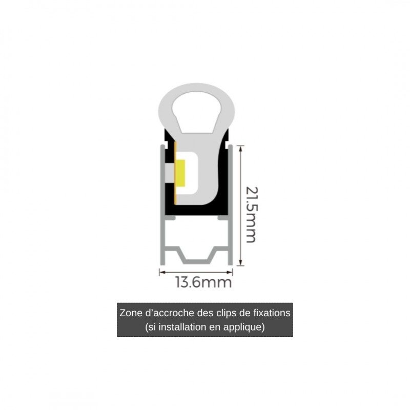 Néon flex avec ruban LED  - à la coupe - Latéral - 14W/m - 120 LED/m - IP68 - 24V - L1225