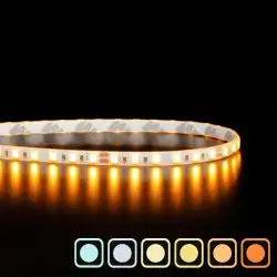 Ruban LED étroit haute fidélité IP65 - 9,6W/m - 120 LED/m - 2835E - 5m - 24V - Blanc chaud
