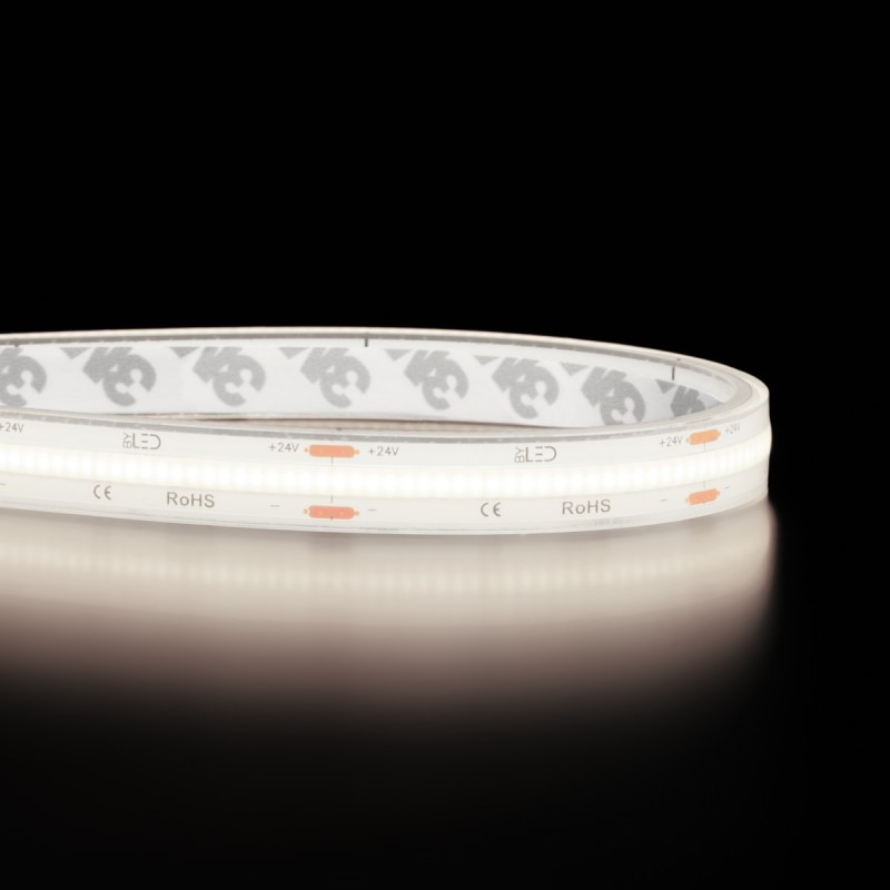 Ruban LED COB Haute luminosité (115lm/W) - 15W/m - IP68 - Blanc - 480 LED/m - 5m - 24V