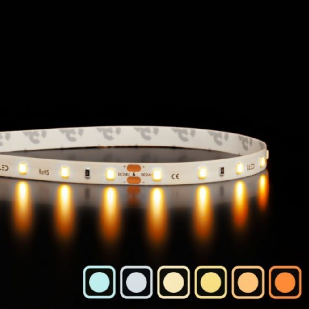 Ruban LED haute fidélité - 4,8W/m - IP65 - Blanc - 60 LED/m - 2835+ - à la coupe - 24V