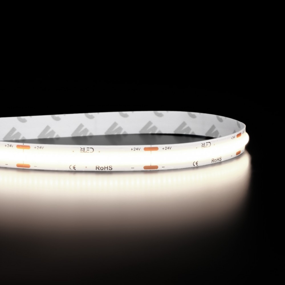 Ruban LED COB Haute efficacité à la coupe - 15W/m - 125lm/W - Tropicalisé IP65 - Blanc - 480LED/m - 24V