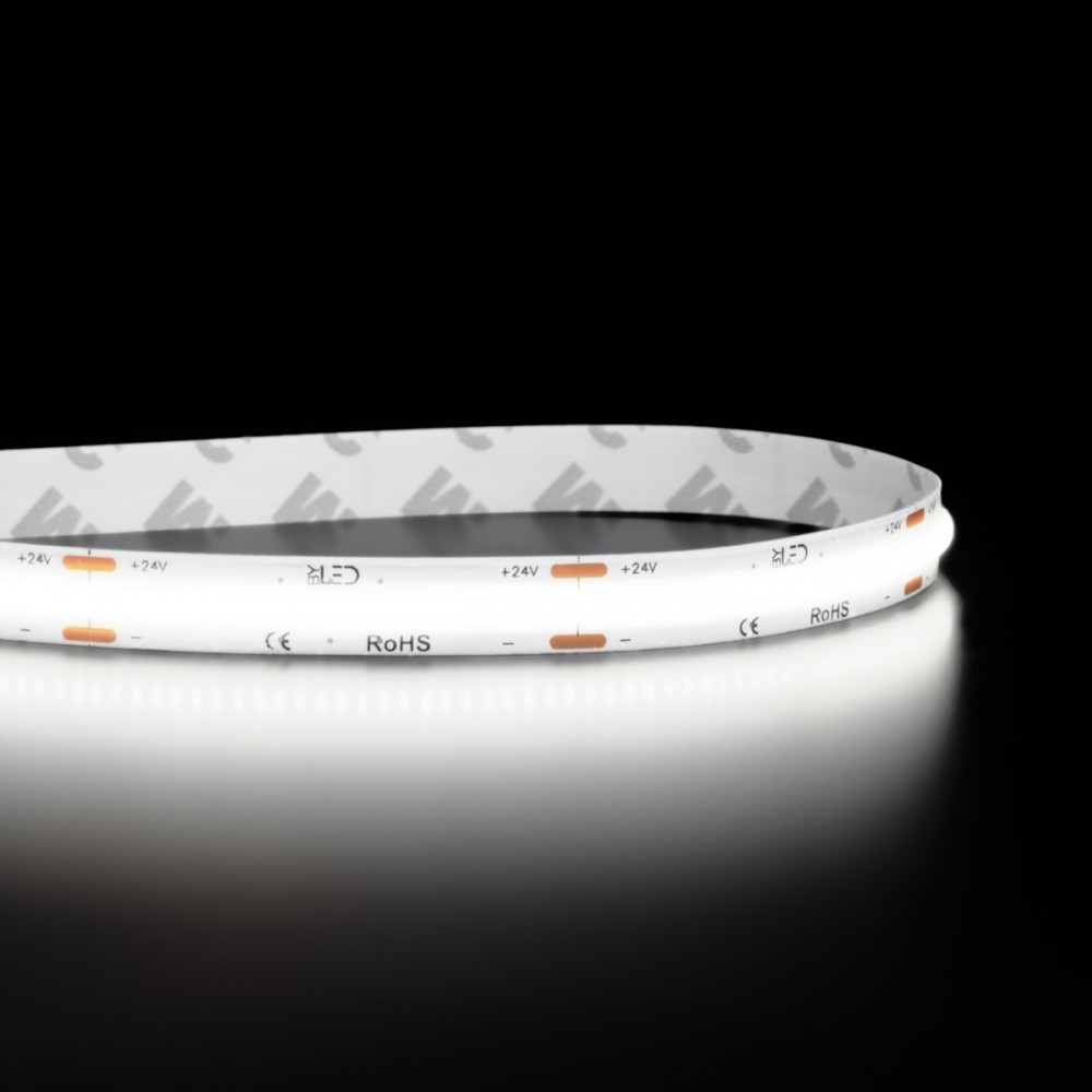 Ruban LED COB Haute efficacité à la coupe - 15W/m - 125lm/W - Tropicalisé IP65 - Blanc - 480LED/m - 24V