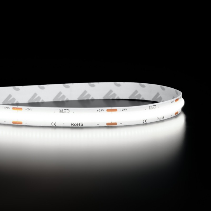 Ruban LED COB Haute efficacité à la coupe - 15W/m - 125lm/W - Tropicalisé IP65 - Blanc - 480LED/m - 24V