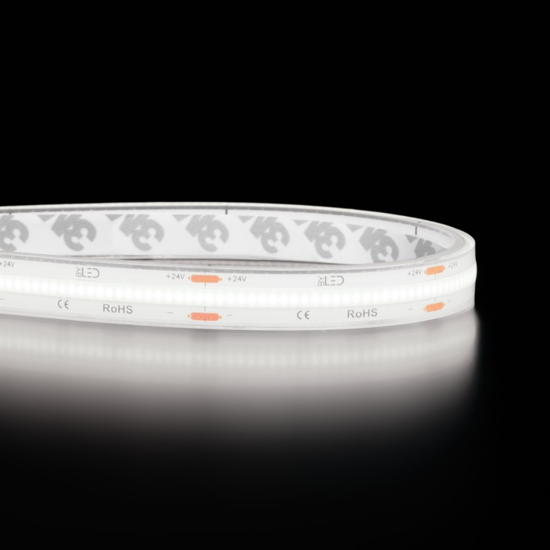 Ruban LED COB Haute luminosité (115lm/W) - 15W/m - IP68 - Blanc - 480 LED/m - à la coupe - 24V