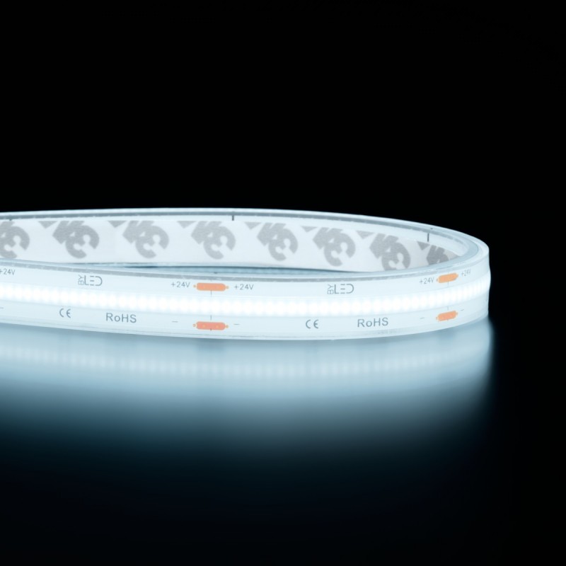 Ruban LED COB Haute luminosité (115lm/W) - 15W/m - IP68 - Blanc - 480 LED/m - à la coupe - 24V