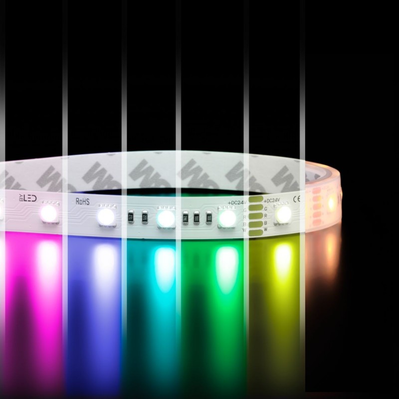 Ruban LED à la coupe RGB & Blanc chaud - 19,2W/m - IP20 - 60 LED/m - 5050 - 24V