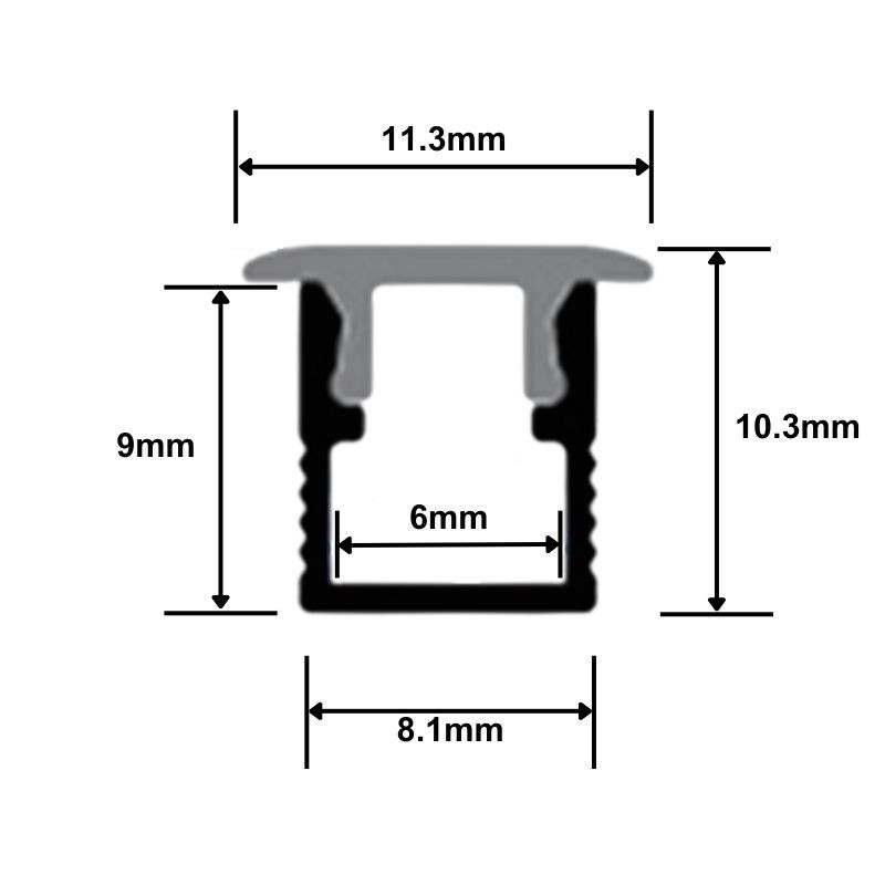 Profilé aluminium noir encastrable pour ruban LED - E55 - CRAFT