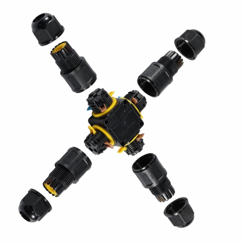 Connecteur étanche en croix et  à levier – 3 pôles – Axial