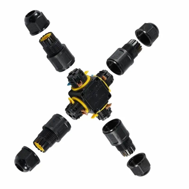 Connecteur étanche en croix et à levier – 3 pôles – Axial