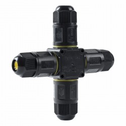 Connecteur étanche en croix et  à levier – 3 pôles – Axial