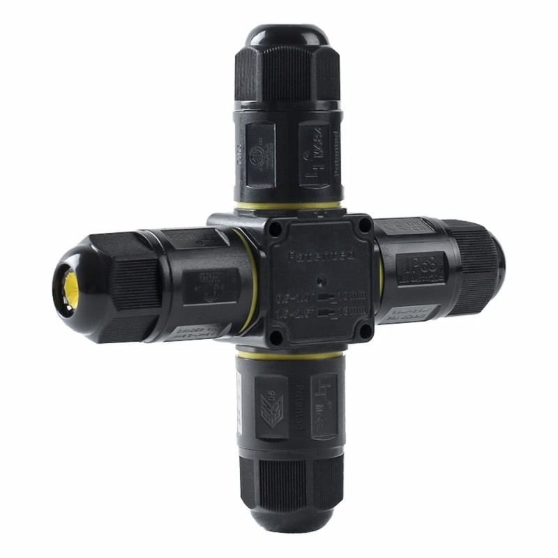 Connecteur étanche en croix et  à levier – 3 pôles – Axial