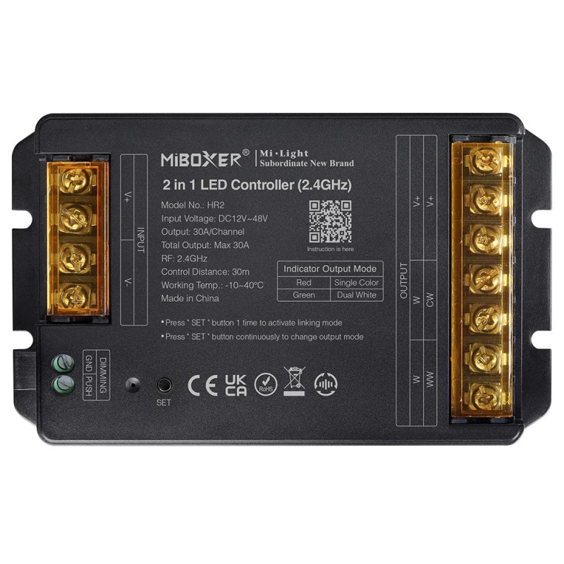 Contrôleur 2,4 GHz 2 en 1 - 12V à 48V -  30A - Miboxer HR2