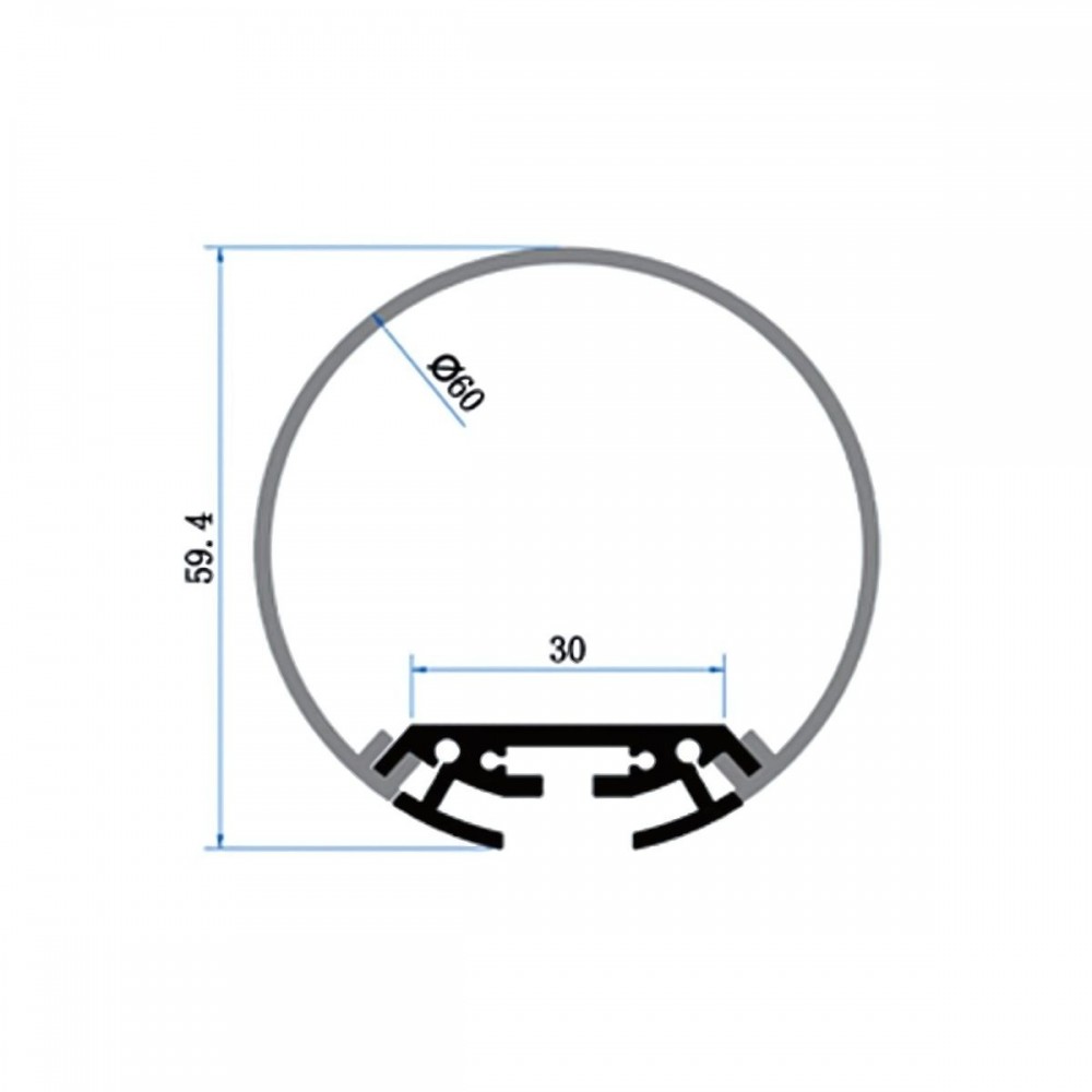 Profilé aluminium rond en suspension pour ruban LED - T33 - Craft