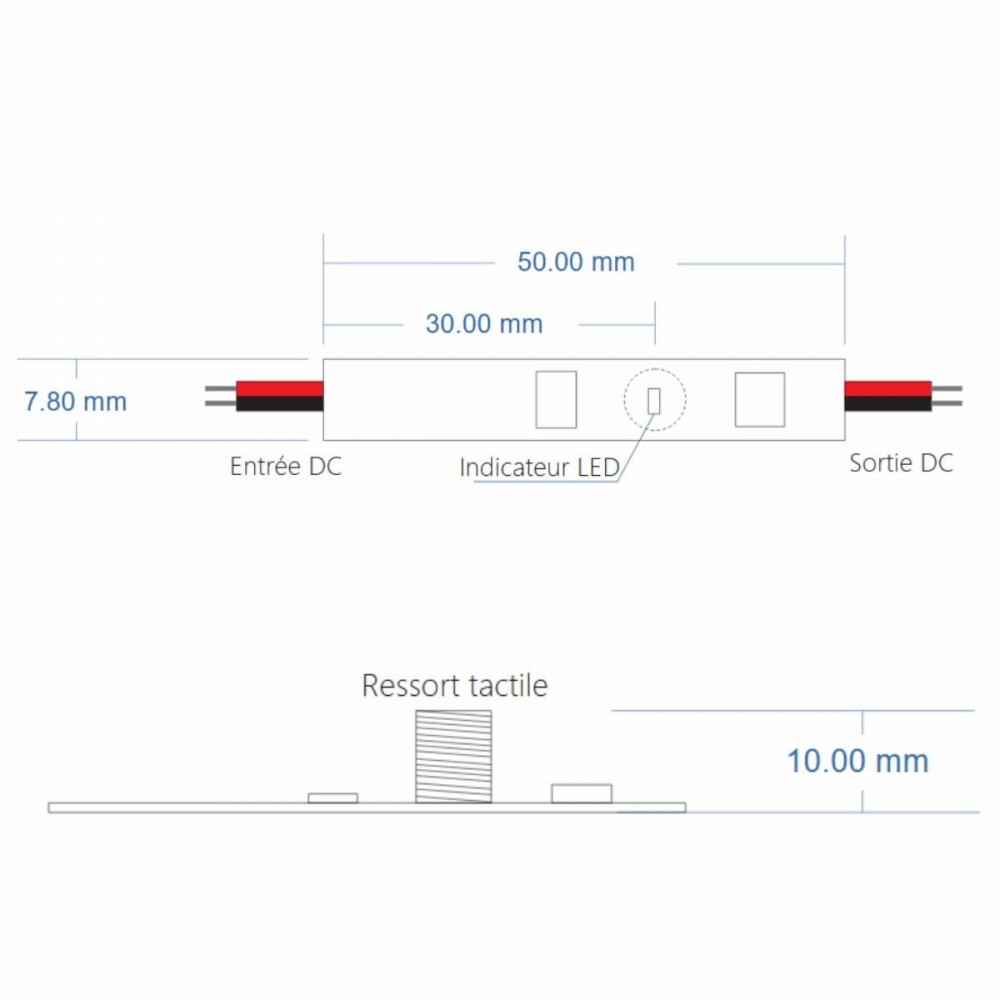 Interrupteur variateur tactile pour profilé et ruban LED mono  de 12 à 24V