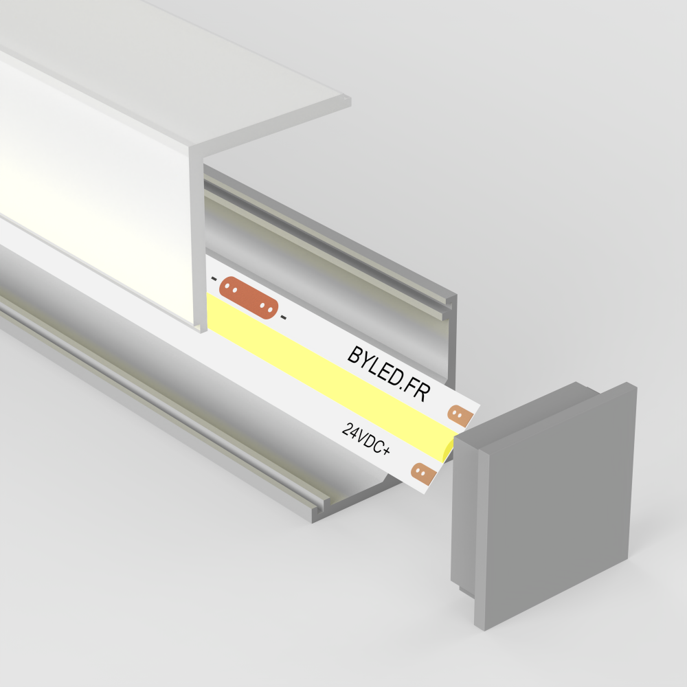Profilé aluminium d'angle pour ruban LED avec diffuseur carré - A01 - CRAFT