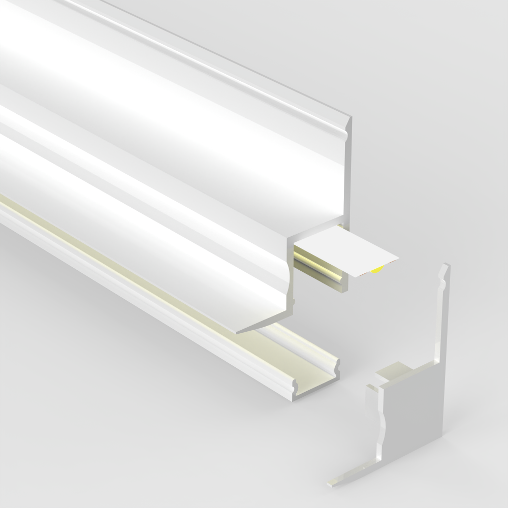 Profilé aluminium laqué blanc cornière plafond et mur pour ruban LED - CRAFT - B01 - BLANC