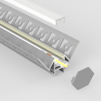 Profilé aluminium encastrable à carreler pour ruban LED - Diffuseur givré - E23 - CRAFT