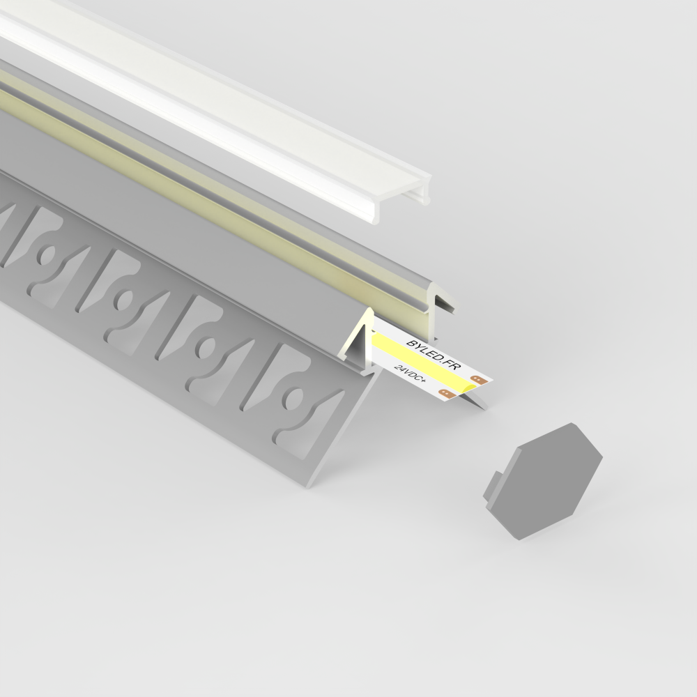 Profilé aluminium encastrable à carreler pour ruban LED - E24 - CRAFT