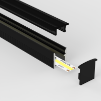 Profilé aluminium noir encastrable pour ruban LED - E55 - CRAFT